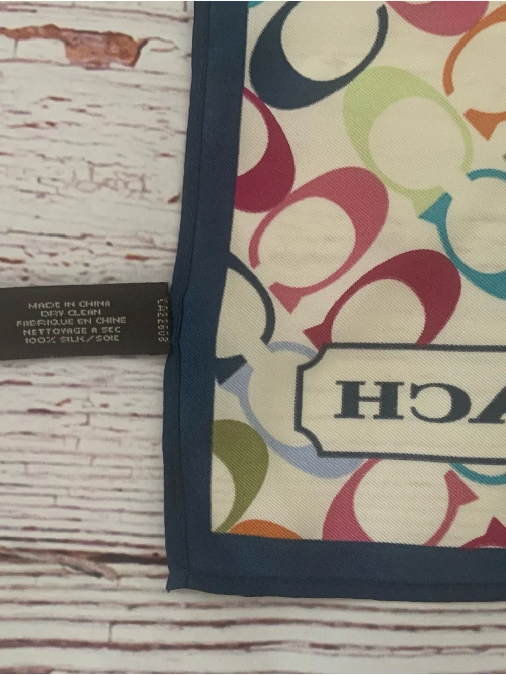 Coach Vintage 100% Silk Signature Monogram Multicolor C Square Scarf